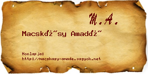 Macskásy Amadé névjegykártya